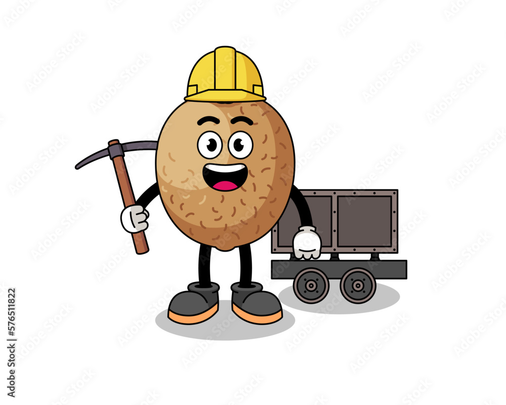 Naklejka premium Mascot Illustration of kiwifruit miner