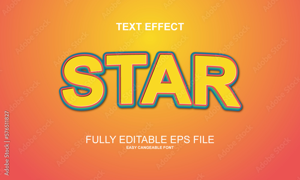 Editable text effect star title style