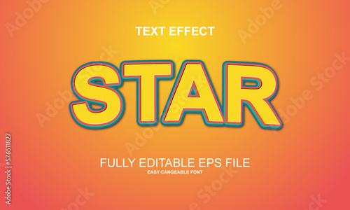 Editable text effect star title style