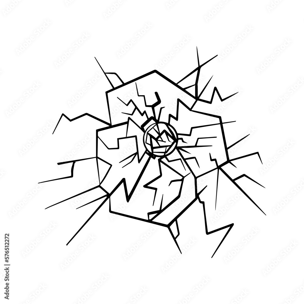 doodle crack wall, crack illustration