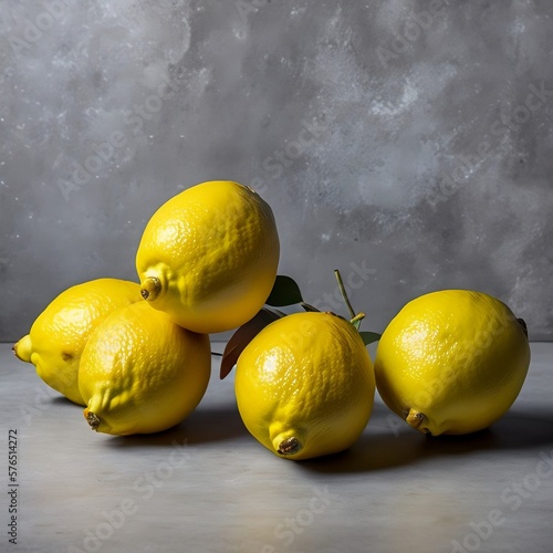 A group of lemons sitting on top of a table created with generative AI