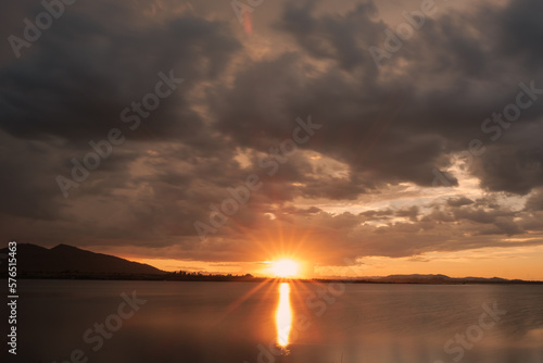 sunset over the lake