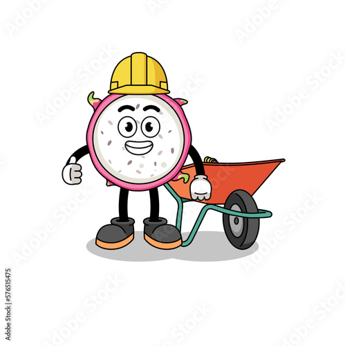 dragon fruit cartoon as a contractor