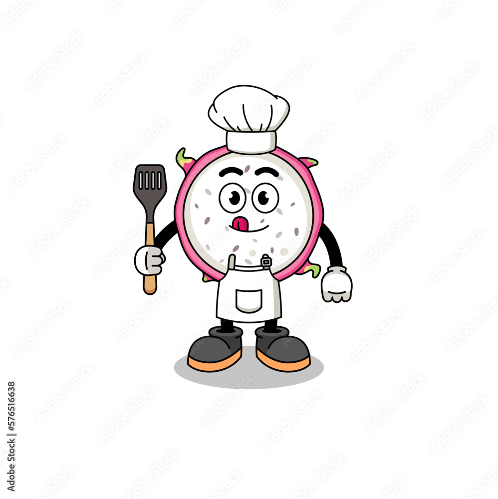 Mascot Illustration of dragon fruit chef