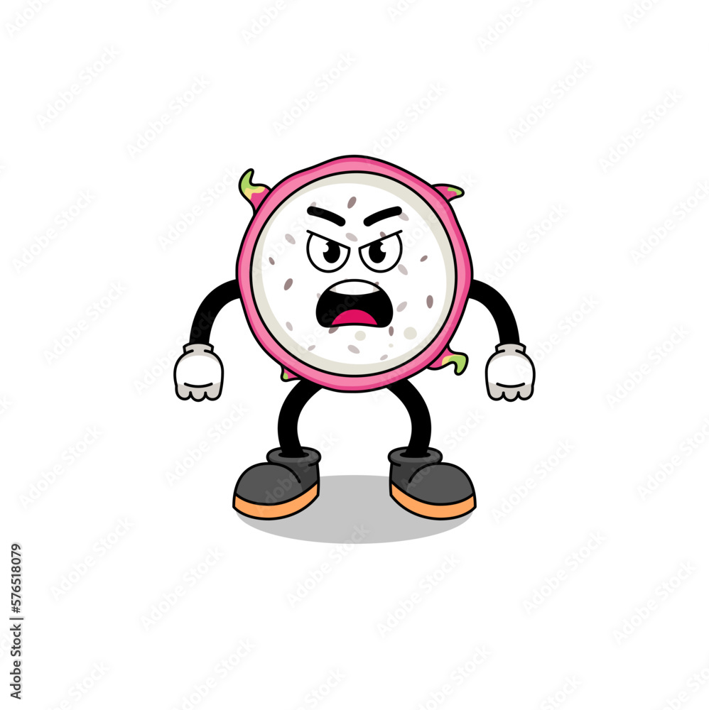 dragon fruit cartoon illustration with angry expression dragon fruit cartoon illustration with angry expression