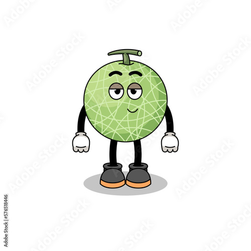 melon fruit cartoon couple with shy pose