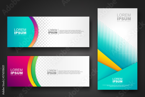 Banner set design template in trendy dynamic gradient colors