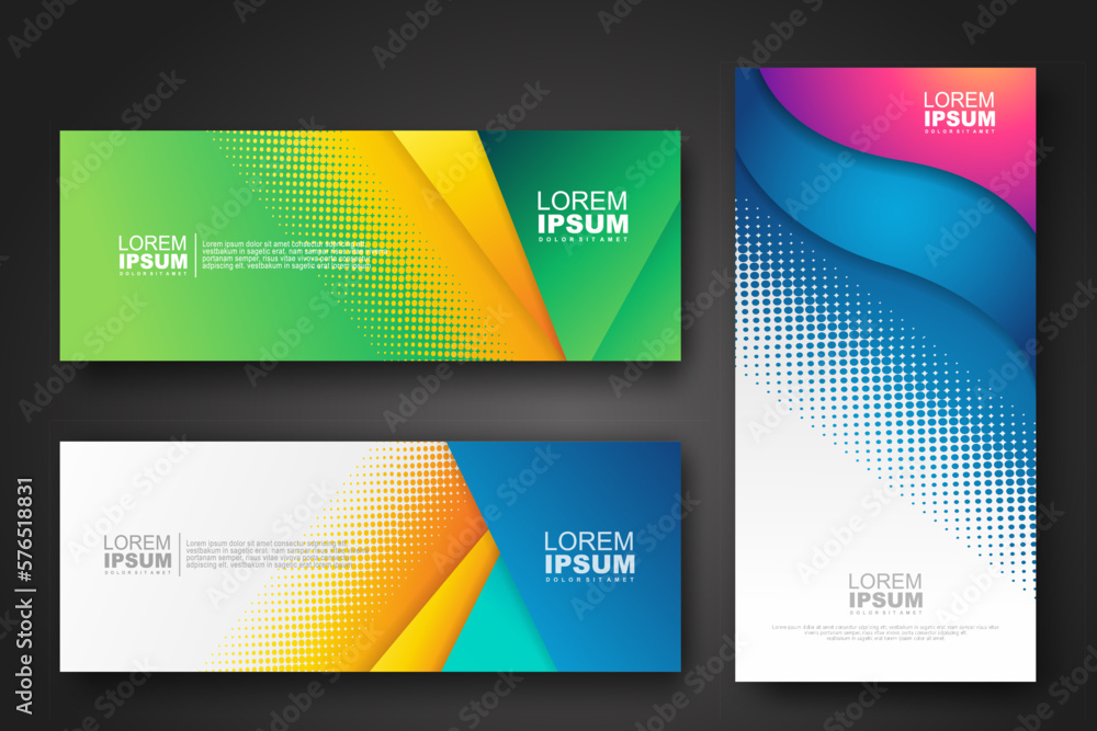 Fototapeta premium Banner set design template in trendy dynamic gradient colors