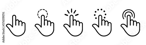 Computer mouse click cursor gray arrow icons set