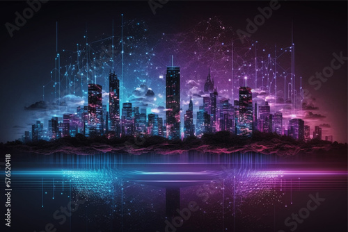 Smart city big data connection technology concept server 