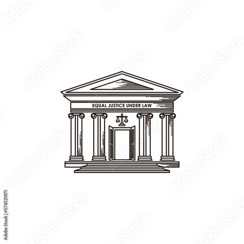 supreme court building line art vector illustration
