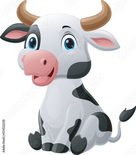 Cute baby cow cartoon sitting