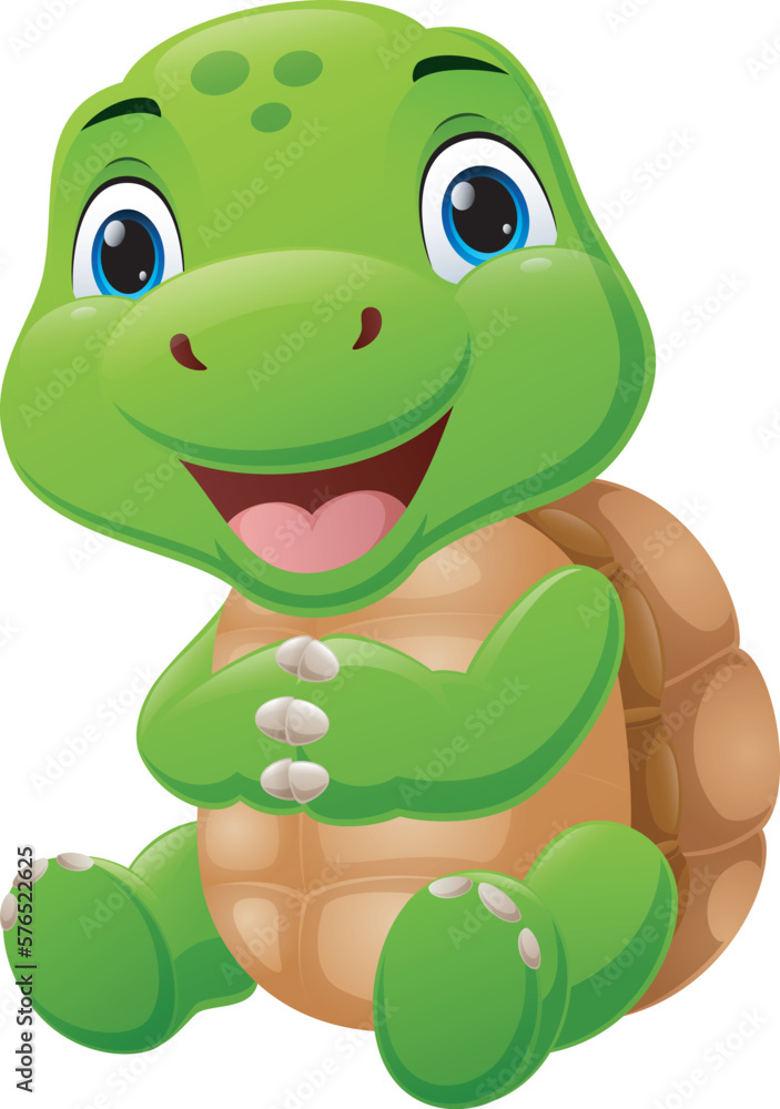 Fototapeta premium Cute baby turtle cartoon sitting