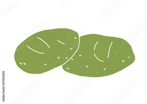 草餅のイラスト（版画風）