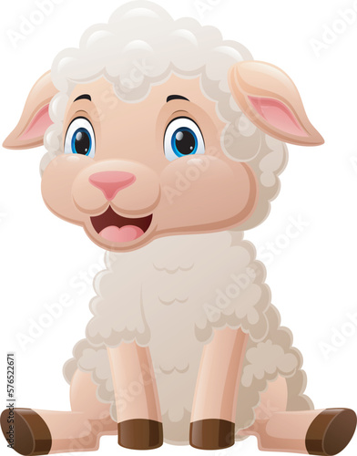 Cute baby sheep cartoon sitting