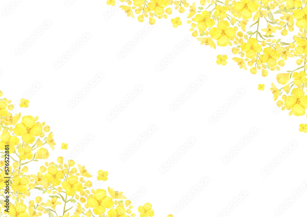 黄色い花の飾り枠 春のイメージイラスト