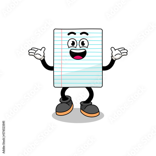 paper cartoon searching with happy gesture