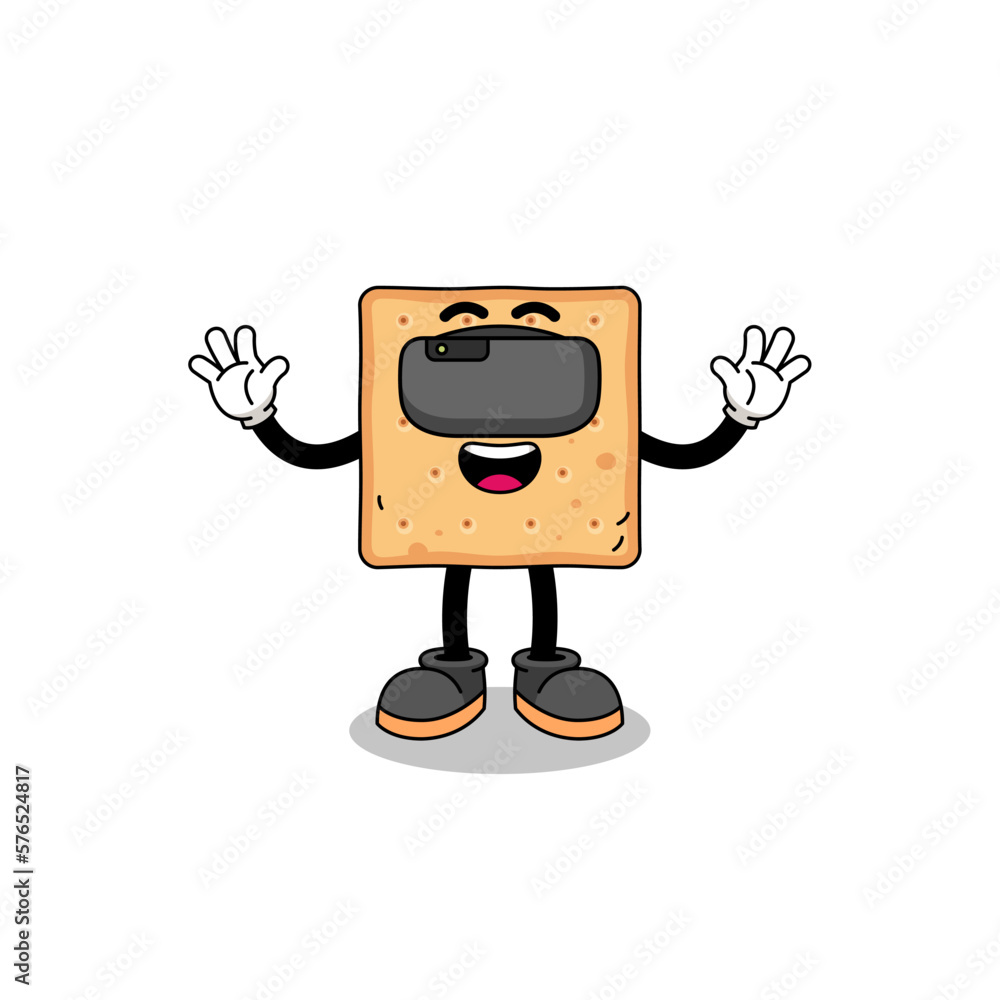 Naklejka premium Illustration of square cracker with a vr headset