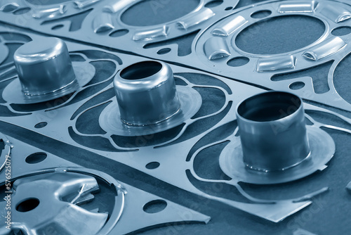 Slika na platnu The close up scene of product parts from progressive die.
