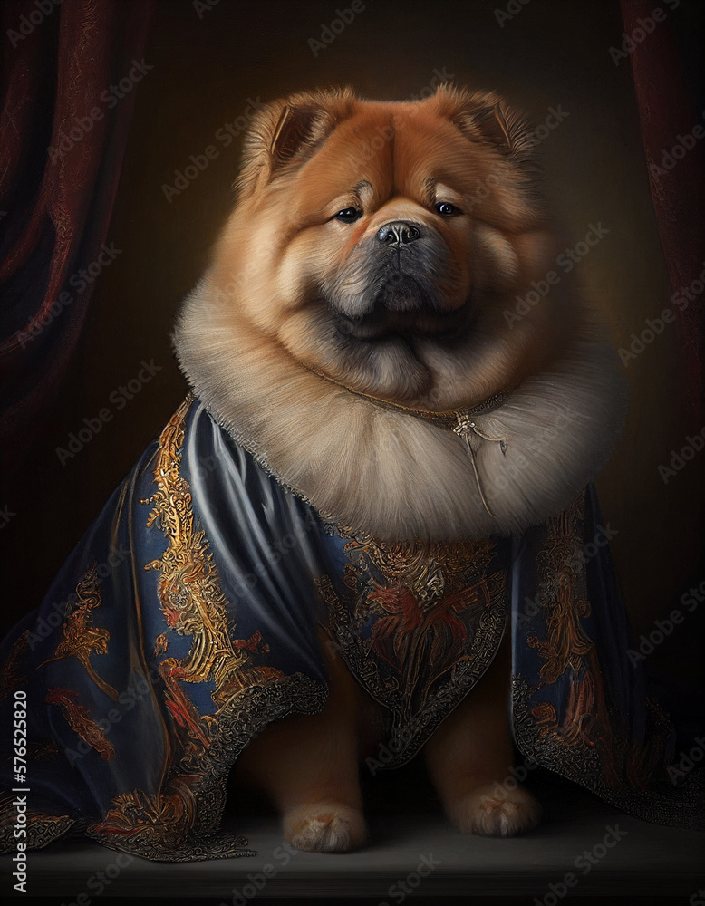 Royal Portrait of a Chow Chow Dressed Like a British King Generative AI Stock Illustration Adobe Stock