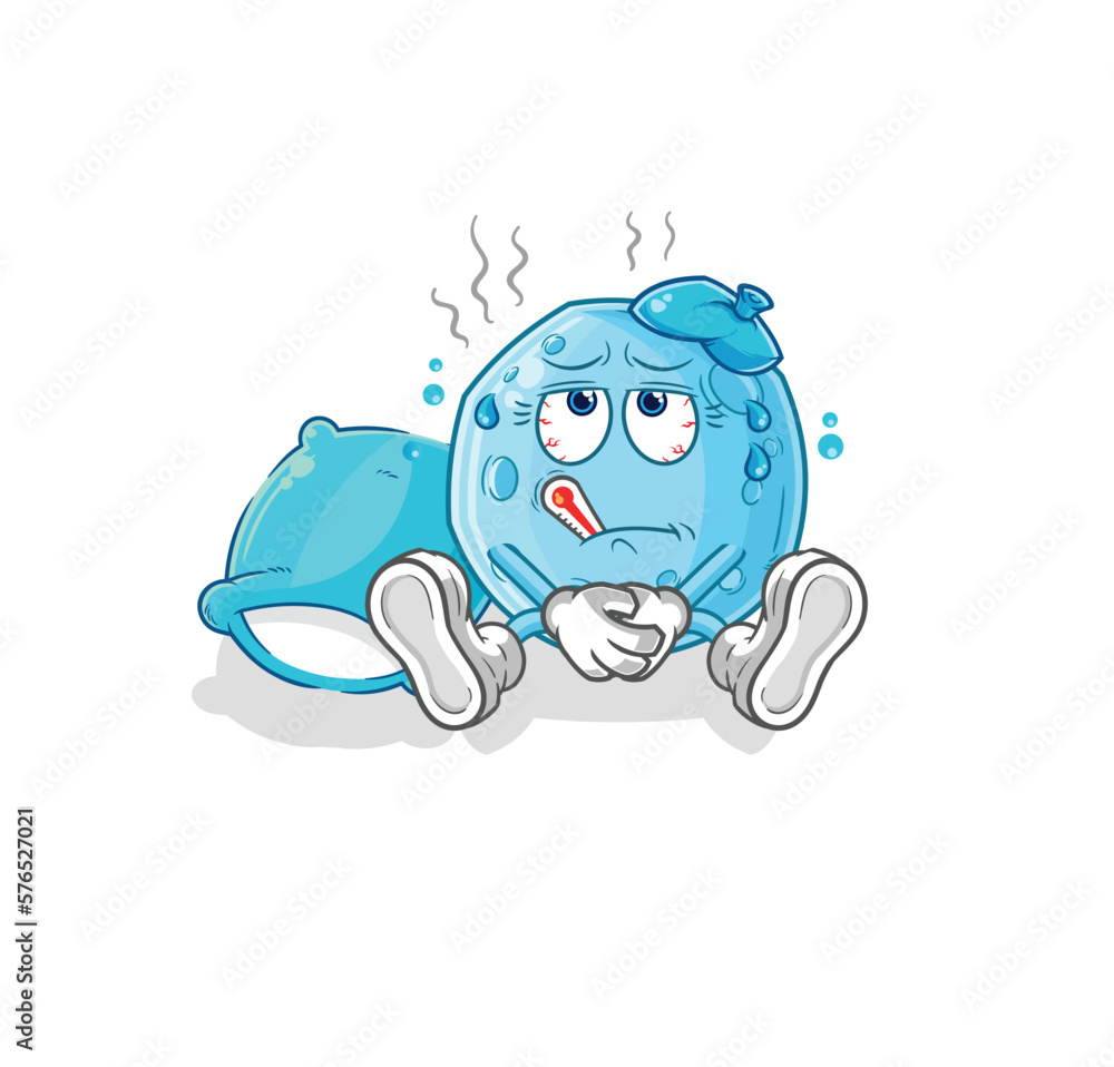 Obraz premium blue moon sick vector. cartoon character