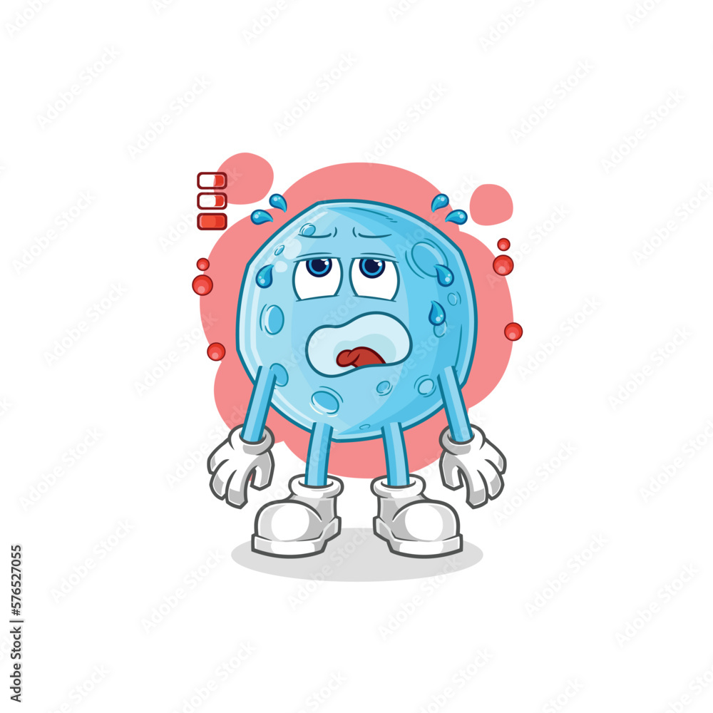 blue moon low battery mascot. cartoon vector