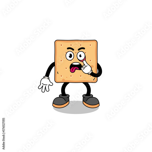 Character Illustration of square cracker with tongue sticking out