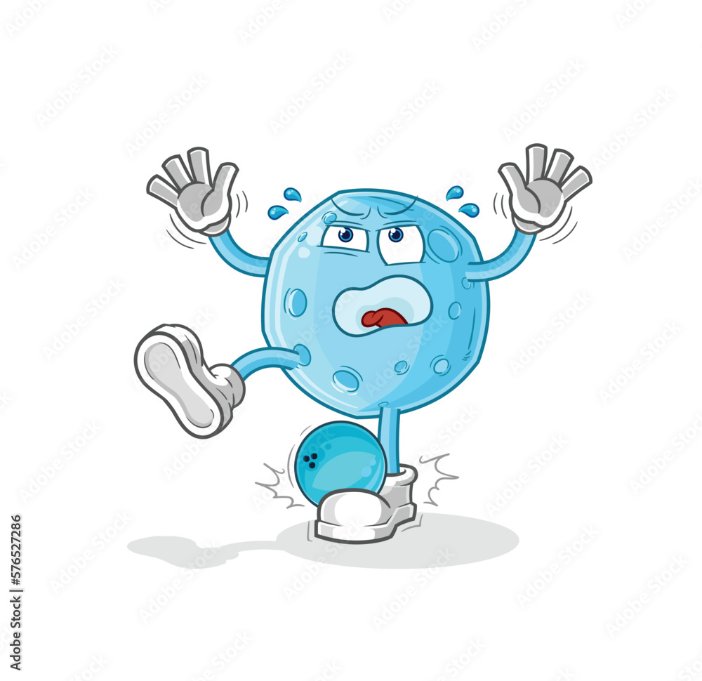 Obraz premium blue moon hiten by bowling cartoon. cartoon mascot vector