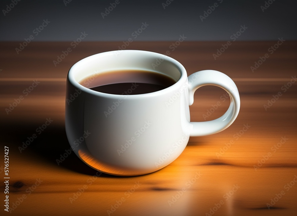 White coffee mug on the top of a desk, empty cup isolated for design, generative Ai White coffee mug on the top of a desk, empty cup isolated for design, generative Ai