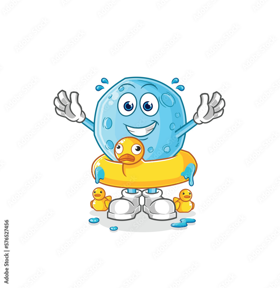 blue moon with duck buoy cartoon. cartoon mascot vector blue moon with duck buoy cartoon. cartoon mascot vector