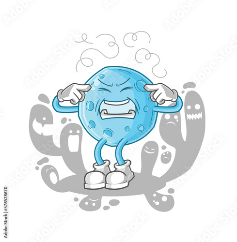 depressed blue moon character. cartoon vector
