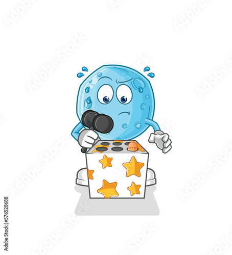 blue moon play whack a mole mascot. cartoon vector