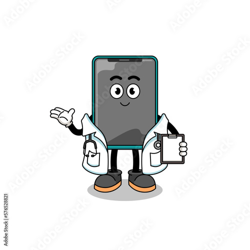 Cartoon mascot of smartphone doctor