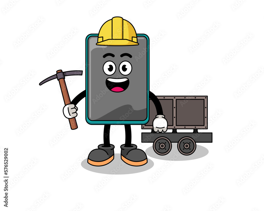 Mascot Illustration of smartphone miner Mascot Illustration of smartphone miner