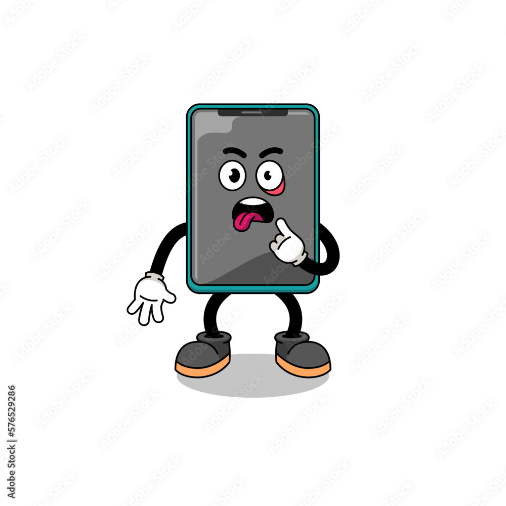 Character Illustration of smartphone with tongue sticking out Character Illustration of smartphone with tongue sticking out
