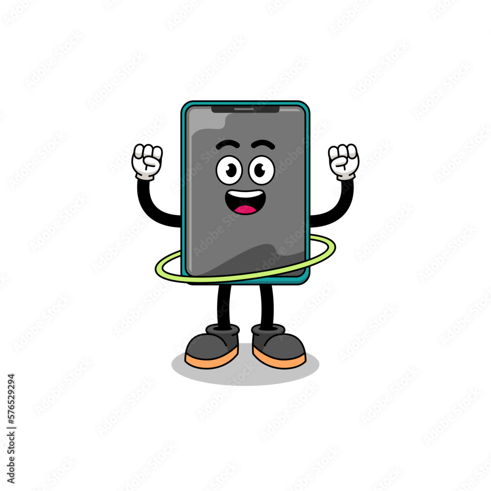 Naklejka premium Character Illustration of smartphone playing hula hoop