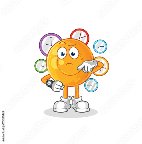 throat lozenges with wristwatch cartoon. cartoon mascot vector