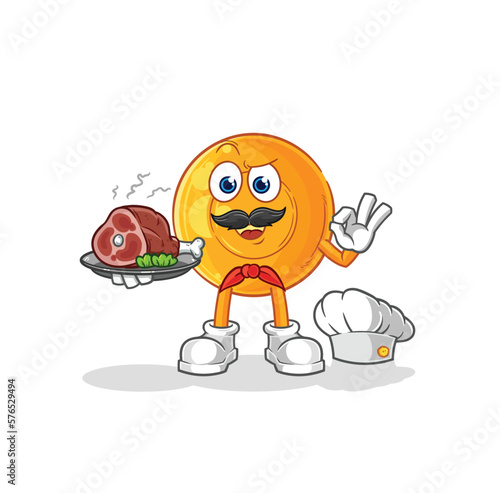 throat lozenges chef with meat mascot. cartoon vector