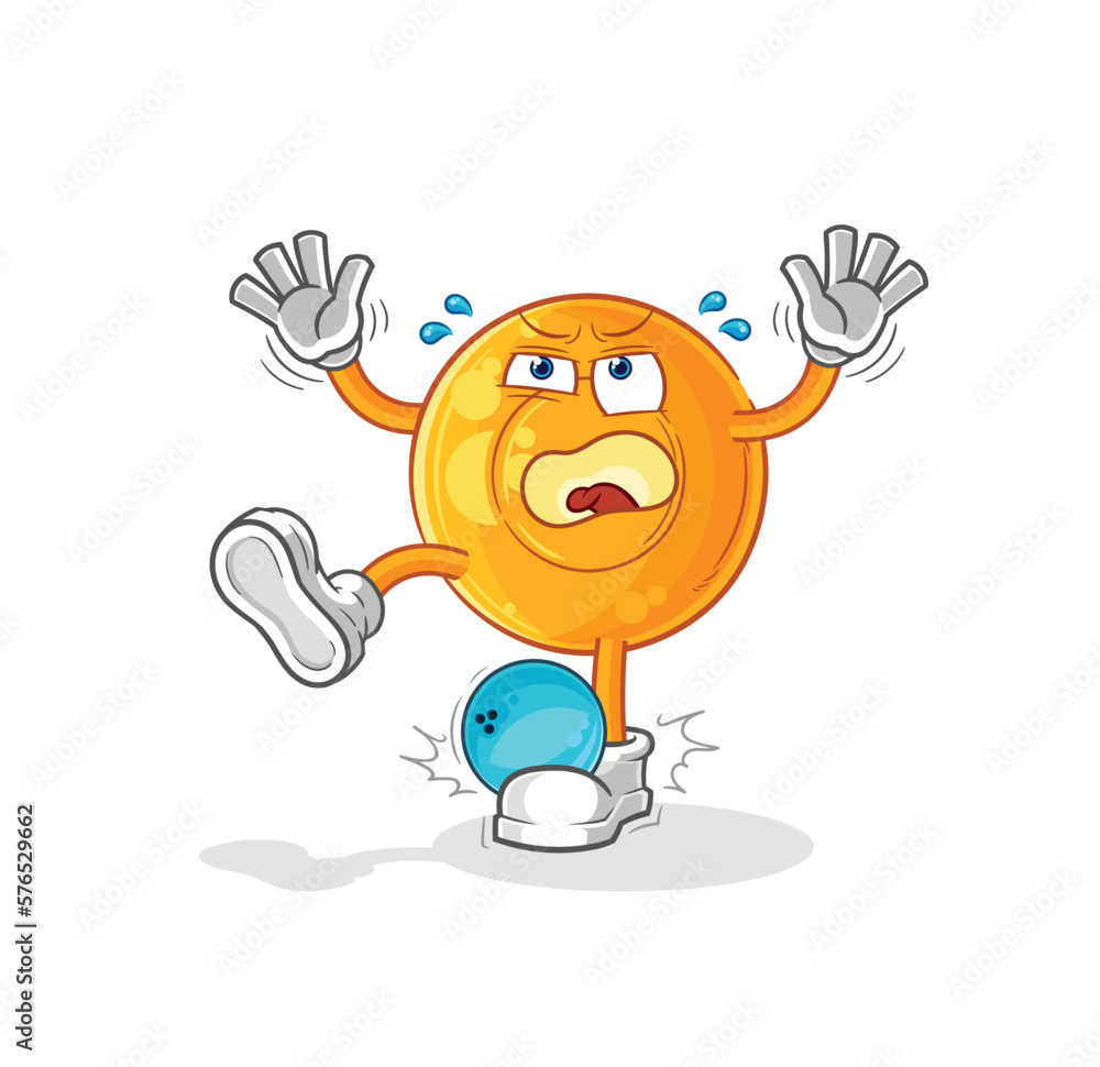 Fototapeta premium throat lozenges hiten by bowling cartoon. cartoon mascot vector