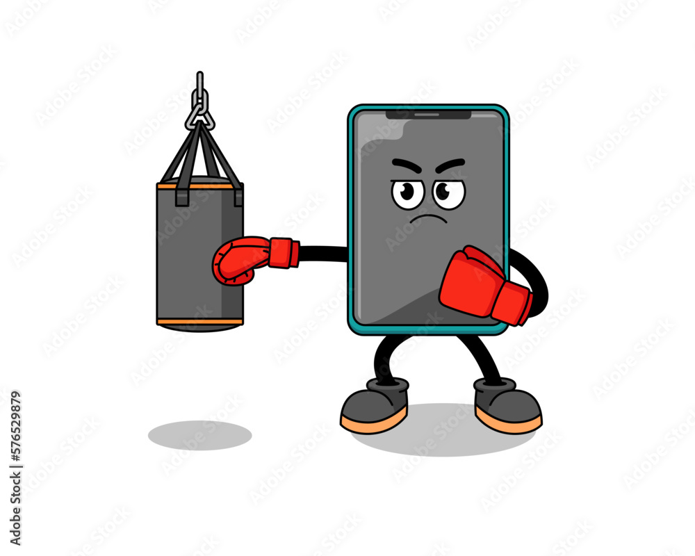 Illustration of smartphone boxer Illustration of smartphone boxer