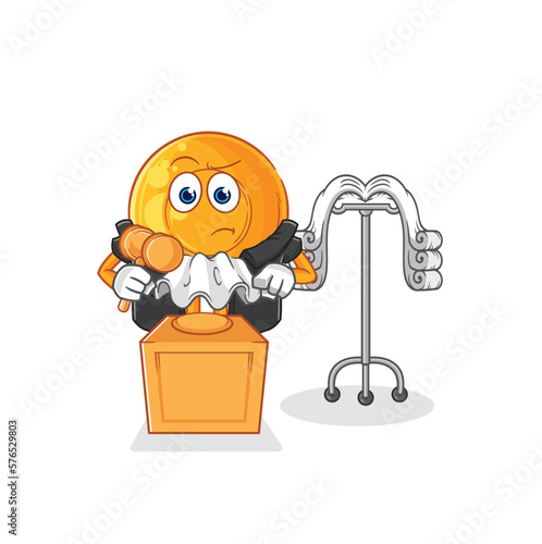 throat lozenges judge holds gavel. character vector