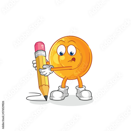throat lozenges write with pencil. cartoon mascot vector