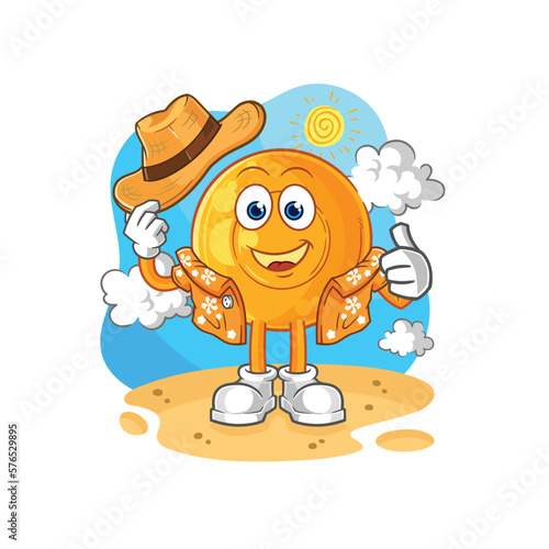 throat lozenges go on vacation. cartoon mascot vector