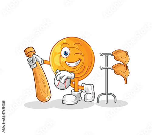 throat lozenges playing baseball mascot. cartoon vector