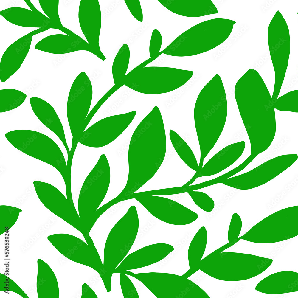 Green leaf and branch repeating pattern