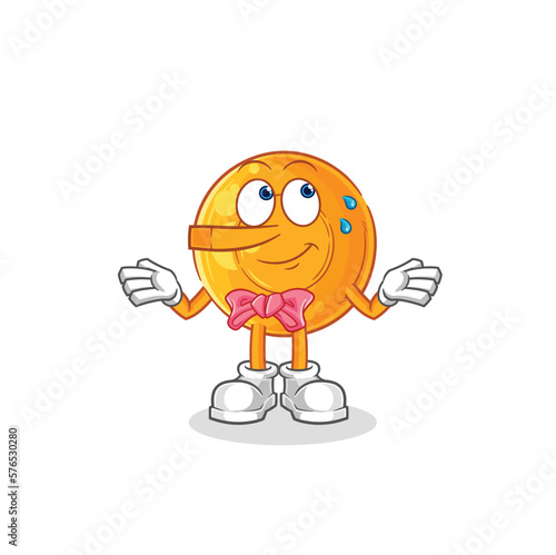 throat lozenges lie like Pinocchio character. cartoon mascot vector