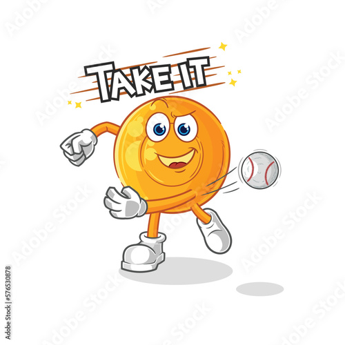 throat lozenges throwing baseball vector. cartoon character