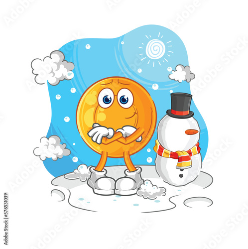 throat lozenges in cold winter character. cartoon mascot vector