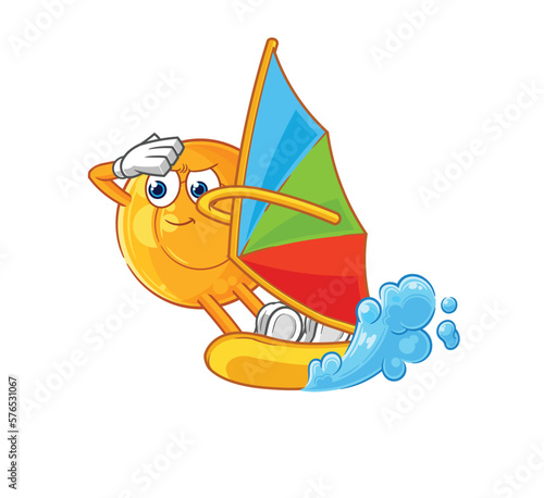 throat lozenges windsurfing character. mascot vector
