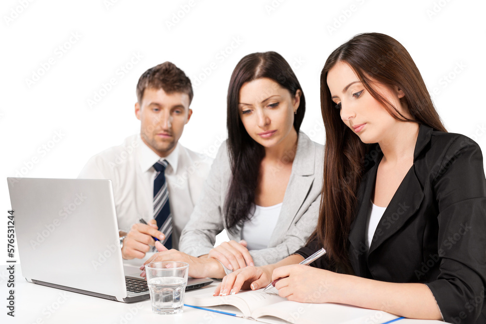 Portrait of Business People Looking on Book Portrait of Business People Looking on Book